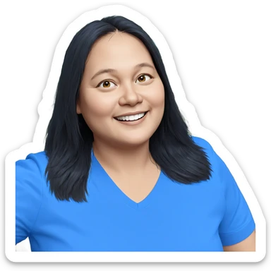smiling person in blue shirt sticker