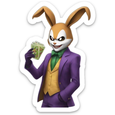 The joker catching a lopunny in Pokemon sticker