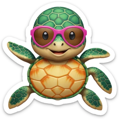See Turtle wearing  swimsuit and sun glasses in love sticker