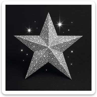 stylish star with silver glitter sticker