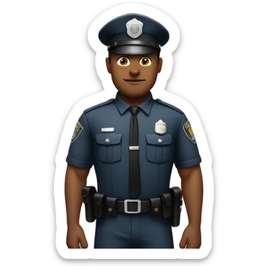 A full-bodied, muscular policeman stands facing forward. sticker