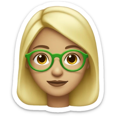 Blonde girl in frog beanie with circlular glasses  sticker