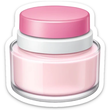 clear moisturizer container with white inside and pink lid  sticker