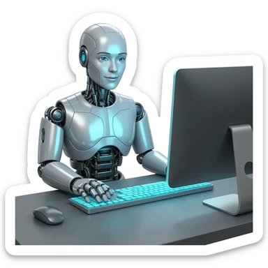 AI robot Chatting on Computer sticker