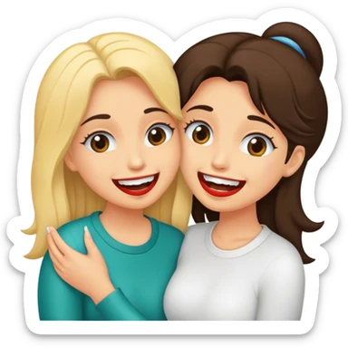 Mulher cabelos compridos lisos de cor ruiva sorrindo mostrando os dentes e mandando beijo sticker