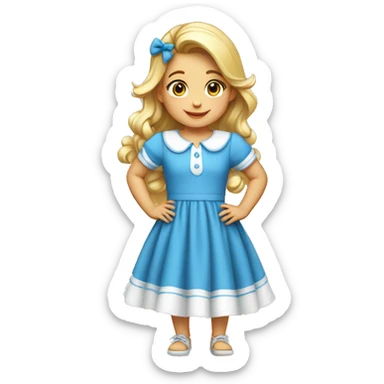 Bebe de 2 años rubio vestido de color azul y camiseta blanca sticker