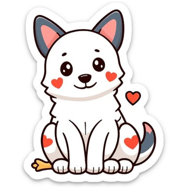 Dog with love hearts sticker
