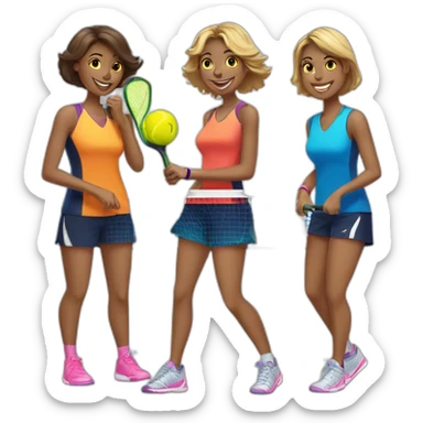 3 girls playing pickleball sticker