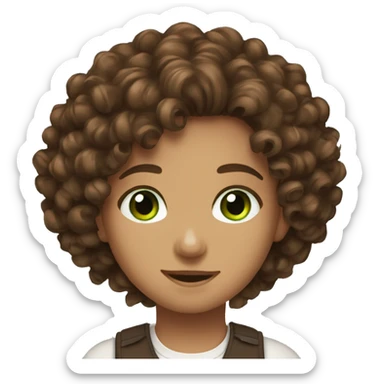 turkish 12 years old green eyes brown hair curly hair sticker