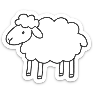hand drawn outline icon of a sheep sticker