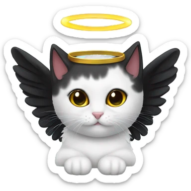 Black cat with angel wings and halo sticker