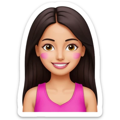 a pretty bratz emoji that looks like bollywood actress katrina kaif with straight  hair wearing a neon pink sleeveless top
She should resemble Katrina Kaif. sticker