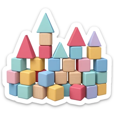 Pastel colored educational wood toy blocks sticker