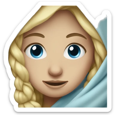 Blonde blue eye girl wrapped in blanket sticker