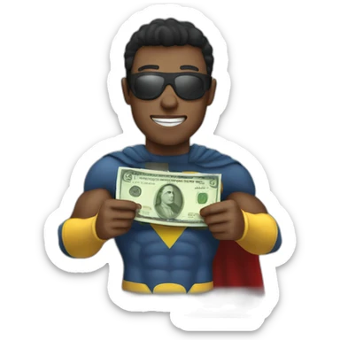 human as a superhero holding a € bill sticker