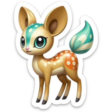 Colorful Exotic Tropical Striped Spotted Dotted dusted Glossy Shiny Meloetta-Vernid-Trico-Kirby-Fakémon-creature-hybrid sticker