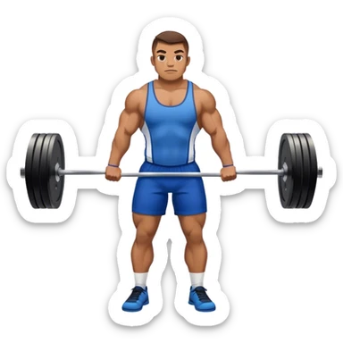 powerlifter with blue shorts perfoming deadlift sticker