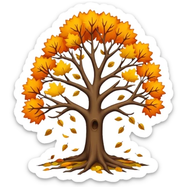 Creepy bare fall tree with leaves falling down sticker