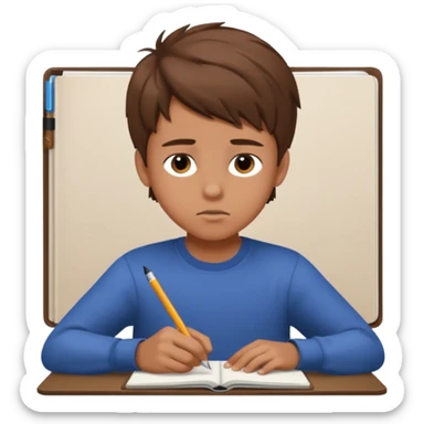 Teen boy drawing in notebook sticker
