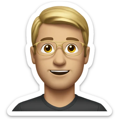a white sportman with short brown hair and gold glasses sticker