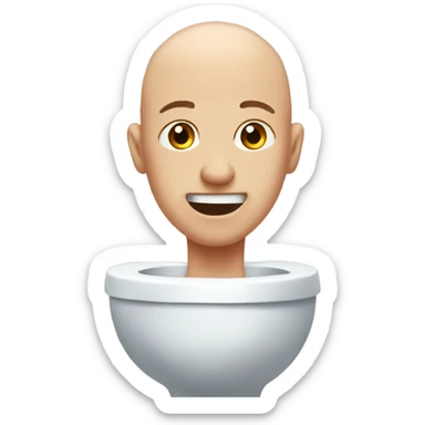 bald head coming out of toilet sticker