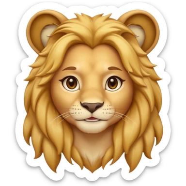 golden haired anthropomorphic lion girl, human face and body, lioness ears sticker