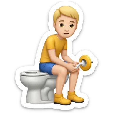 Man sitting on toilet sticker