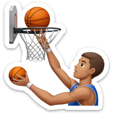 Guy shooting a basketball into a basketball hoop sticker