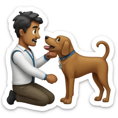 Hombre peleando con un perro sticker