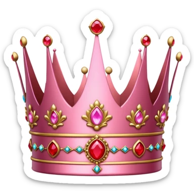pink crown with red gems sticker