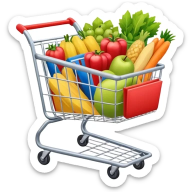 shopping cart with groceries sticker