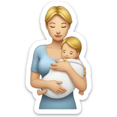 White Mother carrying her baby in babycarrierwith face of the baby towards her sticker