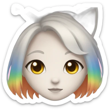 neko girl with rainbow eyes sticker