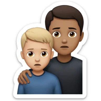 a scared child with a man silhouette behind the back sticker