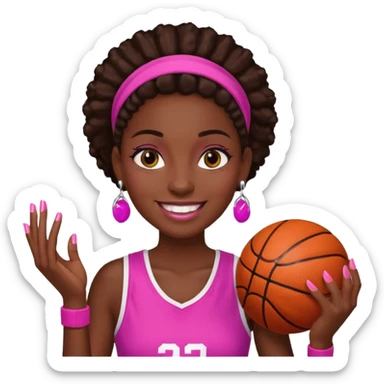 Zesty basketball player with pink nails and earrings sticker
