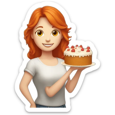 red-haired girl with a cake around the sun sticker