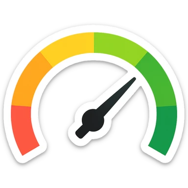 Speedometer emoji with no numbers and a rainbow arc sticker