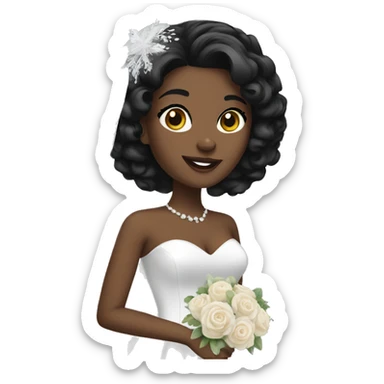 black hair bride sticker