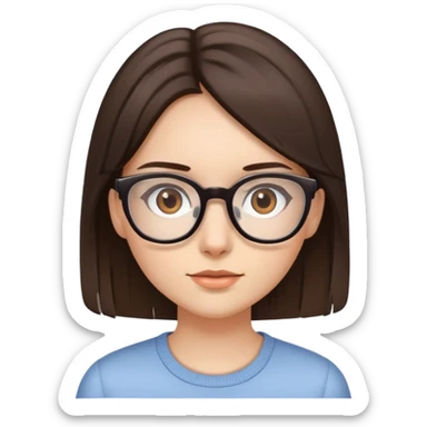 Brunette girl, brown-eyed, wearing glasses, straight hair sticker