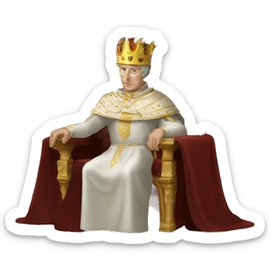 king baldwin IV raising his hand with mask sitting on throne sticker
