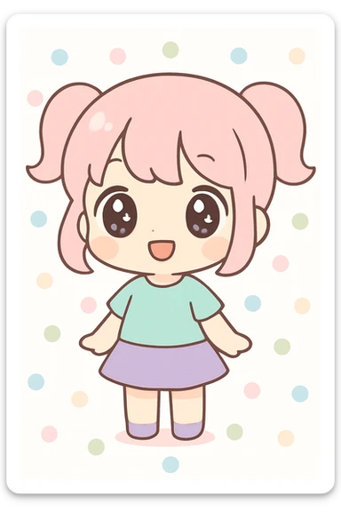 anime style chibi character with oversized head, cute features sticker