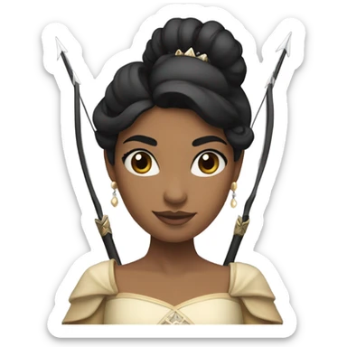 Supercell the tower princess black hair with bow and 3 arrows sticker