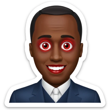 Sean Diddy Combs with red laser eyes and a very creepy, wide smile with the text “GOOD. NIGHT.” sticker