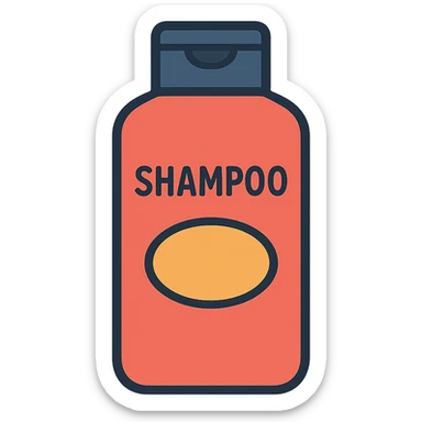 flat toon style shampoo bottle, simple and bold sticker