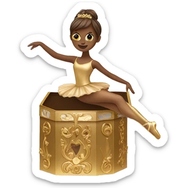  brown ballerina in a gold music box sticker