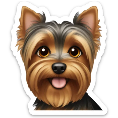 Yorkie Dog with Brown and black fur and brown eyes sticker