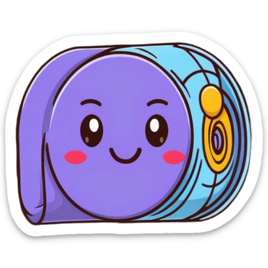 big sparkle emoji overlaid in front of a roll of fabric behind it sticker