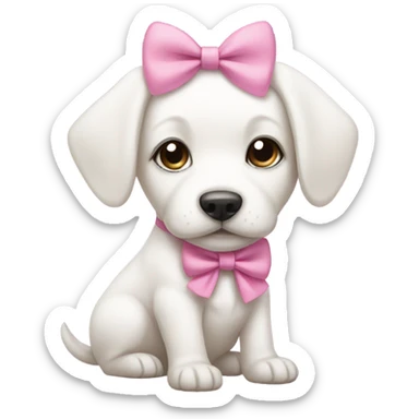 White puppy with a pink bow sticker