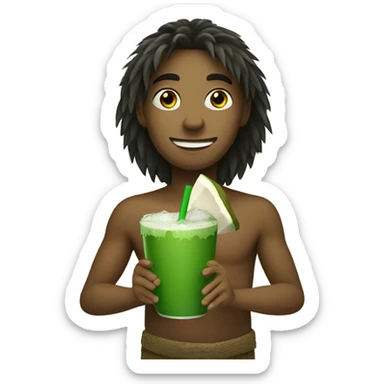 green young drinking coconut sticker