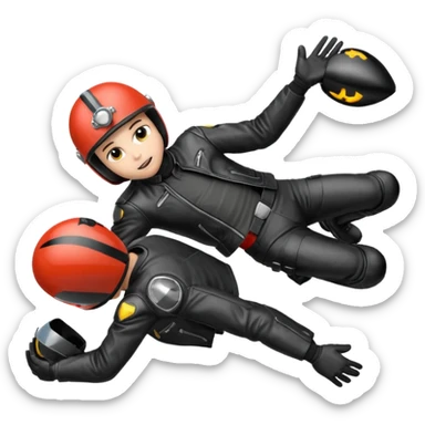 a motorcyclist lying on the ground who has just fallen sticker